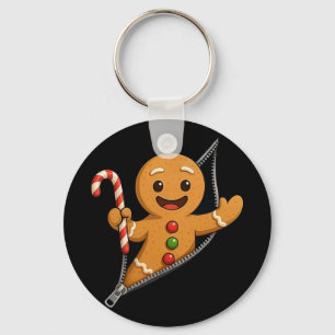 Porte-clés Homme en pain d'épices drôle roi de cookie de Noël