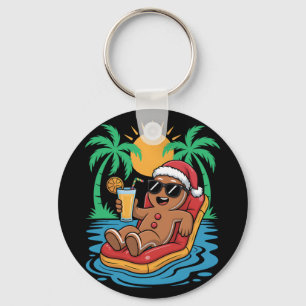 Porte-clés Homme en pain d'épices Noël en juillet Plage de pi