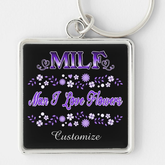 Porte-clés Homme I Love Flowers Purple Text (Devant)