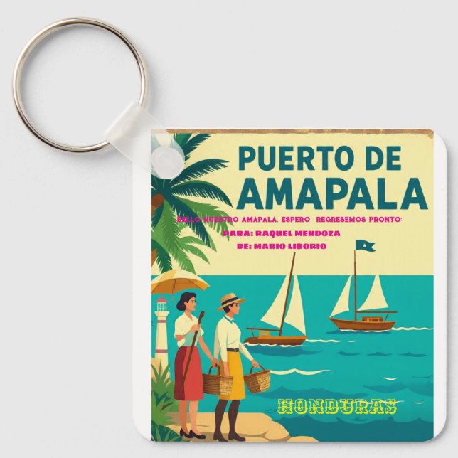 Porte-clés  Honduras Puerto AMAPALA Retro poster (Recto)