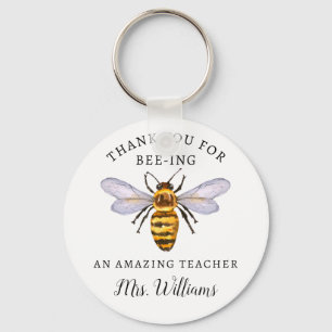 Porte-clés Honey Bee Teacher Appreciation Name Keychain