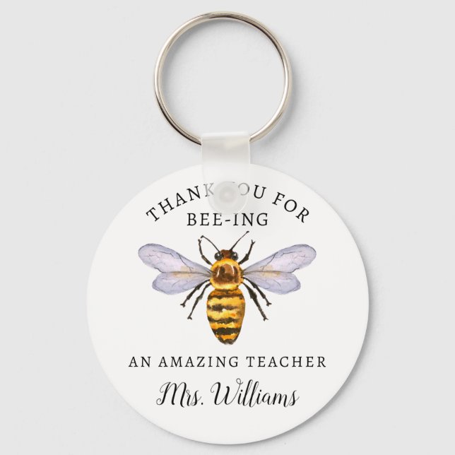 Porte-clés Honey Bee Teacher Appreciation Name Keychain (Recto)