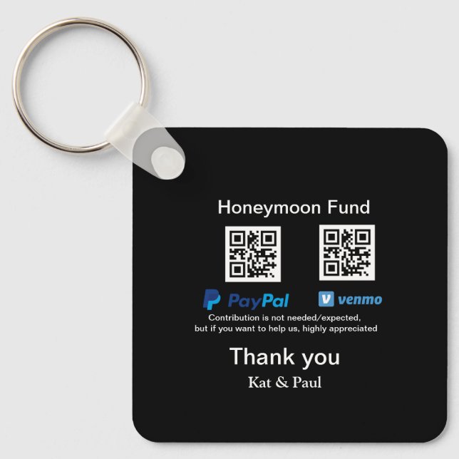 Porte-clés Honeymoon Fund PayPal Venmo QR code Merci (Recto)