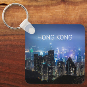 Porte-clés Hong Kong Island Skyline Panorama Souvenir de nuit