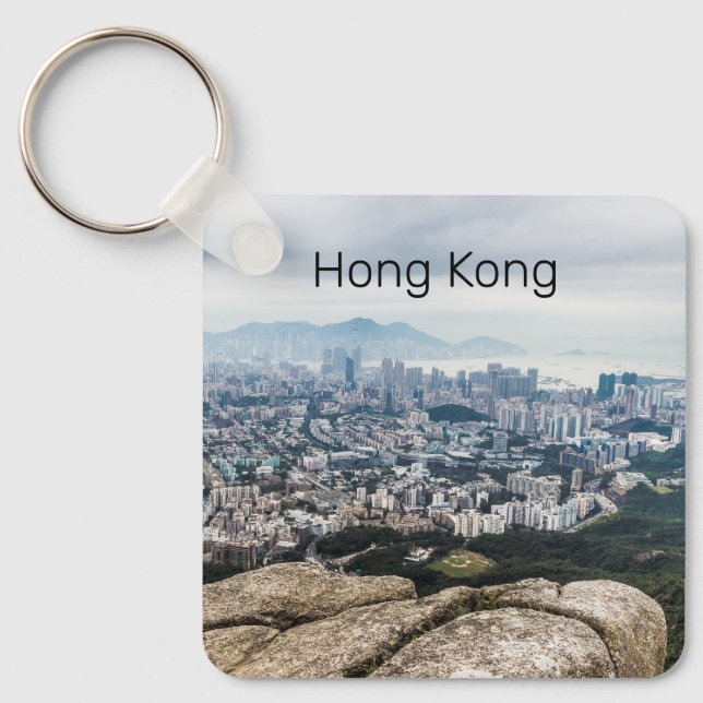 Porte-clés Hong Kong Lion Rock Hill Skyline Panorama Souvenir (Recto)