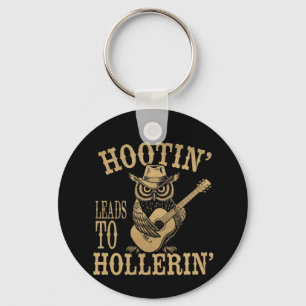 Porte-clés Hootin’ mène à Hollerin’ - Un Chouette Cowboy Joue