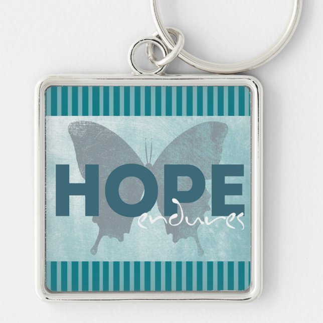 Porte-clés "Hope Endures" Beau Porte - clé papillon bleu (Devant)