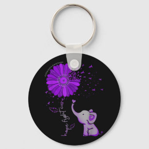Porte-clés Hope Fight Cute Elephant Alzheimer's Purple Ribbon
