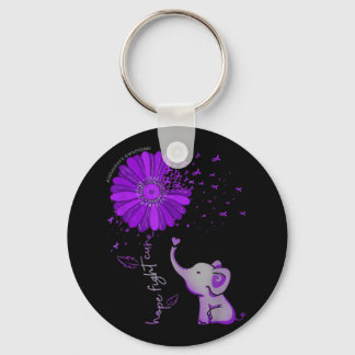 Porte-clés Hope Fight Cute Elephant Alzheimer's Purple Ribbon