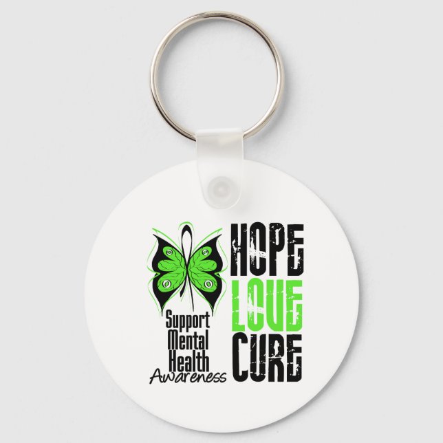 Porte-clés Hope Love Cure Grunge - Sensibilisation à la santé (Recto)