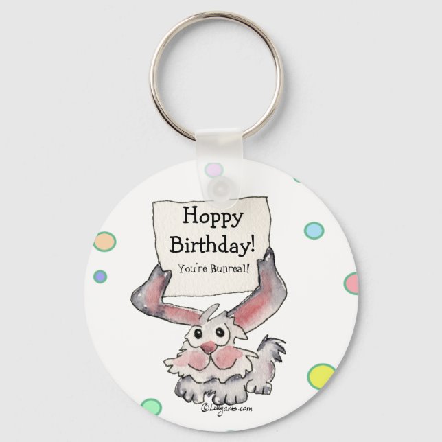 Porte-clés Hoppy Bunreal Birthday Cute (Recto)