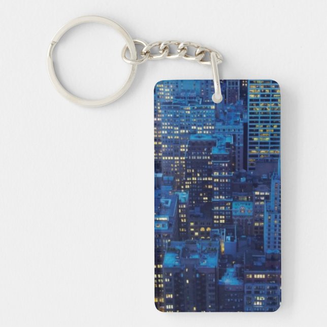 Porte-clés Horizon de NYC, vue courbe au crépuscule (Devant)