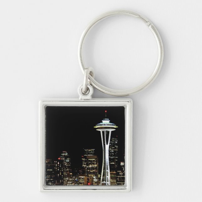 Porte-clés Horizon de Seattle la nuit, avec l'aiguille de (Devant)
