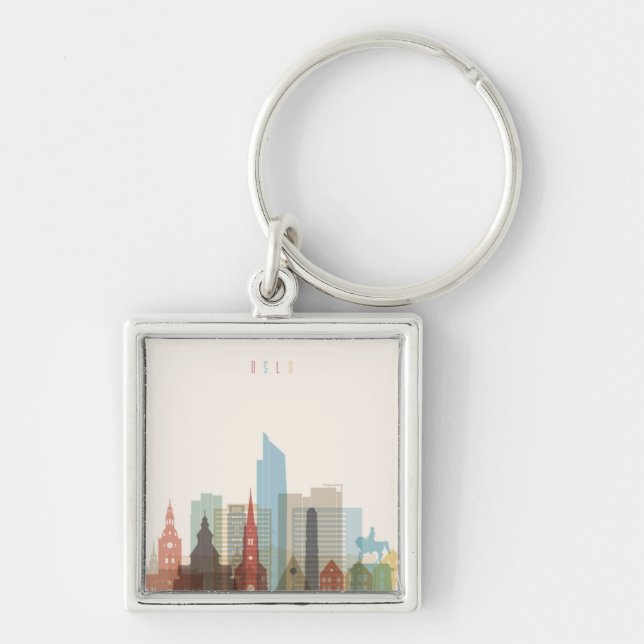 Porte-clés Horizon de ville d'Oslo, Norvège | (Devant)