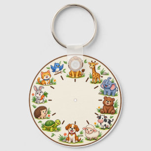 Porte-clés Horloge murale pour nurserie avec animaux mignons 