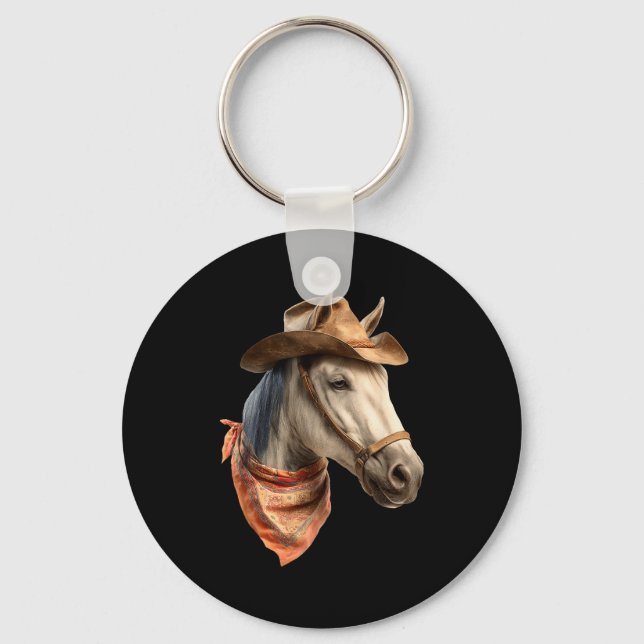 Porte-clés Horse Cowboy Equestrian Riding Funny Graphic  (Recto)