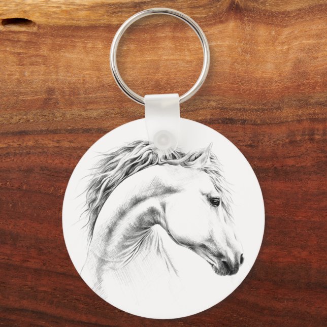 Porte-clés Horse portrait drawing equestrian art (Recto)