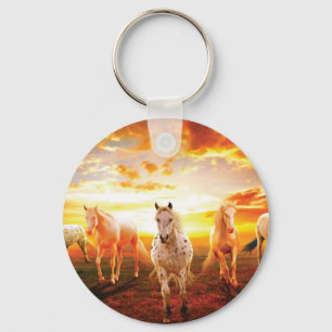 Porte-clés Horses at sunset throw pillow