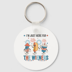 Porte-clés Hot Dog Je suis juste ici pour les Wieners mignon