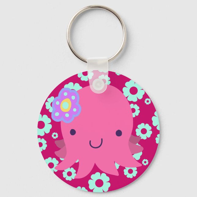 Porte-clés Hot Pink Flower Octopus (Recto)