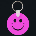 Porte-clés Hot Pink Happy Face Birthday<br><div class="desc">Hot Pink Personalized Happy Face Keychain.</div>