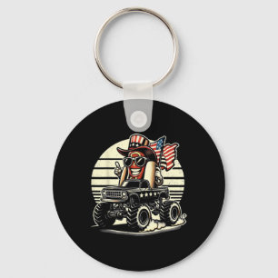 Porte-clés Hotdog Riding Monster Truck 4 juillet Drapeau C