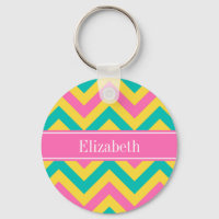 HotPink2 Ananas Turquoise LG Chevron Nom Monogramm