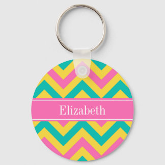 Porte-clés HotPink2 Ananas Turquoise LG Chevron Nom Monogramm