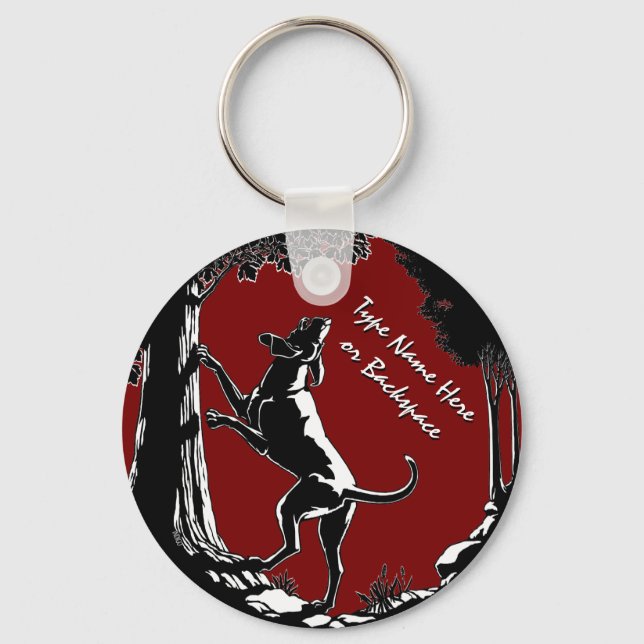 Porte-clés Hound Dog Keychain Personalized Hunting Dog Gift (Recto)