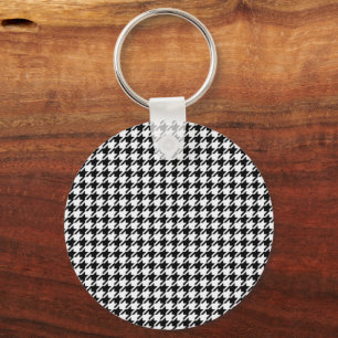 Porte-clés Houndstooth noir et blanc par Shirley Taylor