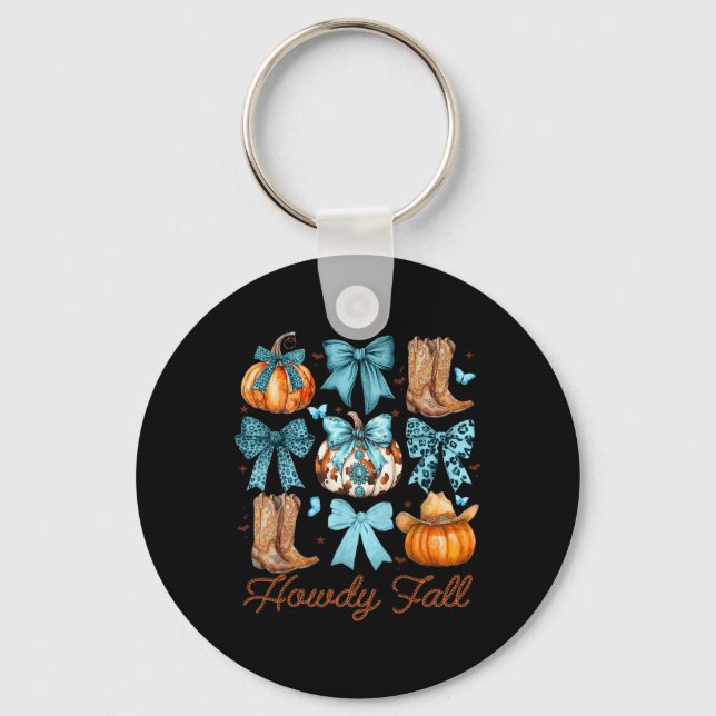 Porte-clés Howdy Fall Citrouille occidental Coquette Bow Citr (Recto)