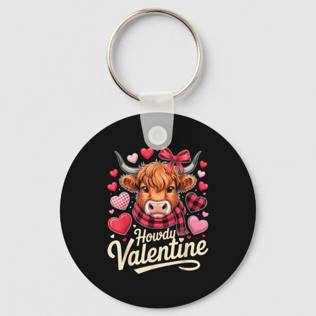 Porte-clés Howdy Valentine Cow Love Outfit For Couples And Af (Recto)