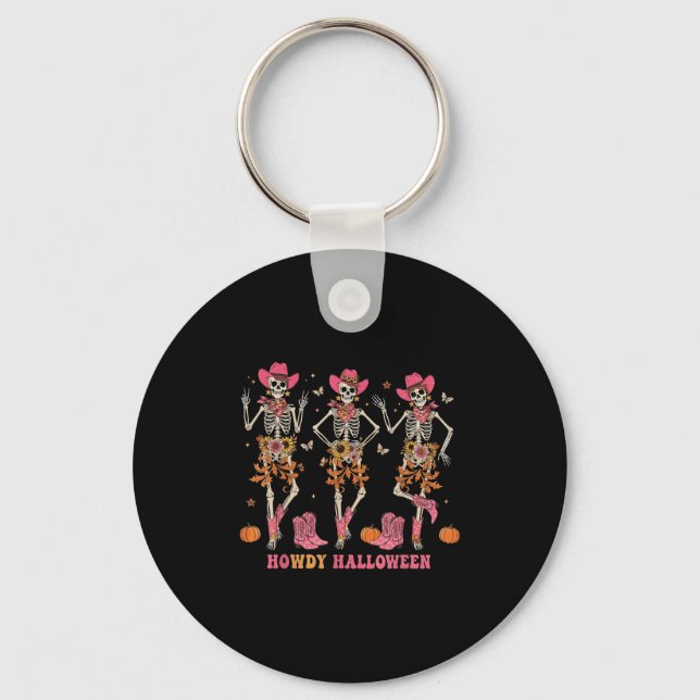 Porte-clés Howdy Western Skeleton Cowgirls Dancing Halloween  (Recto)