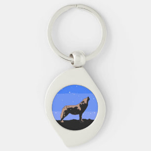 Porte-clés Howling Wolf en hiver - Art faunique original