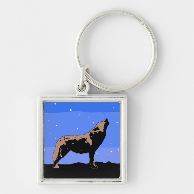 Porte-clés Howling Wolf in Winter  - Original Wildlife Art (Devant)