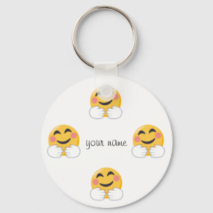 Porte-clés Hug and Love Emoji et '' Votre nom ici "