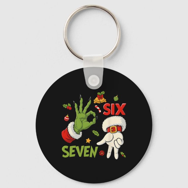 Porte-clés Hugvyn drôle six sept mème Noël Santa disant (Recto)