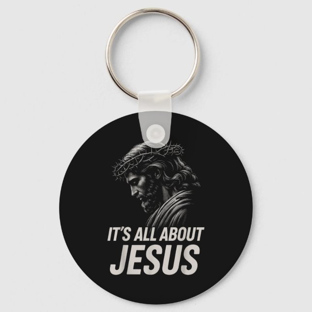 Porte-clés Hugvyn Its All About Jesus Christian Faith Patriot (Recto)