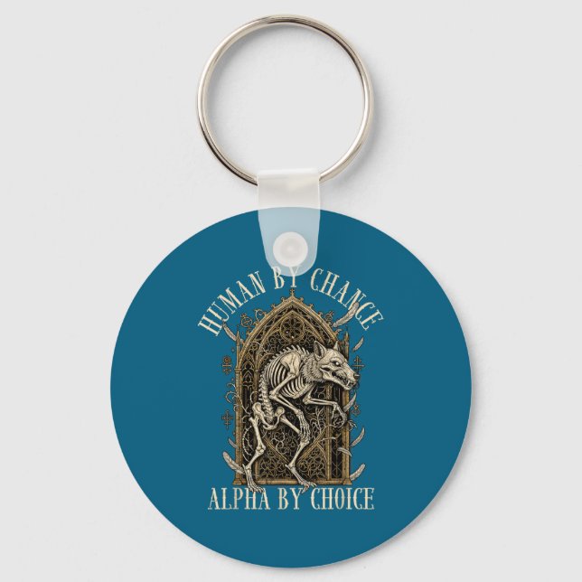 Porte-clés Humain par hasard Alpha par choix Alpha Loup Mème  (Recto)