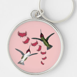 Porte-clés Humming Birds Grunge Hearts with Wings