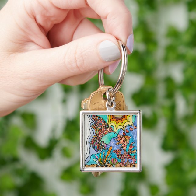 Porte-clés Hummingbird Goldfish Reflection Imaginaire Art (main)