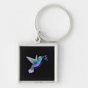 Porte-clés Hummingbird Purple Blue Ribbon Prévention du suici