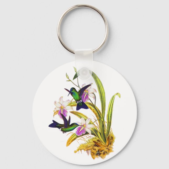 Porte-clés Hummingbirds and Purple Orchids (Recto)