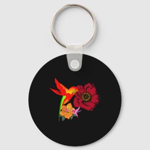 Porte-clés Hummingbirds se nourrit d'art graphique aux fleurs