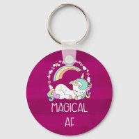 Humorous Unicorn Magical AF on Dark Red Pattern