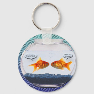 Porte-clés Humour de bocal à poissons de poisson rouge