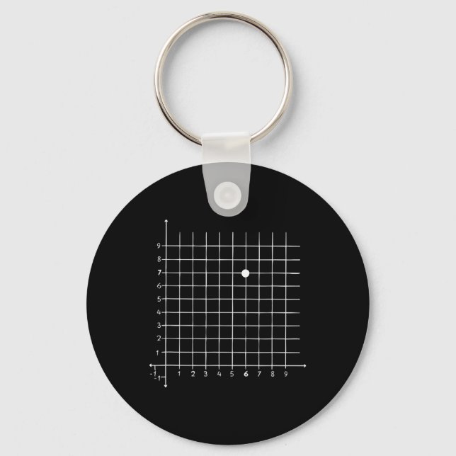 Porte-clés Humour de coordonnée mathématique (6,7) pour ensei (Recto)