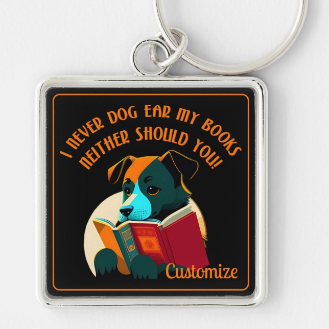 Porte-clés Humour de l'oreille de chien chiot (Devant)