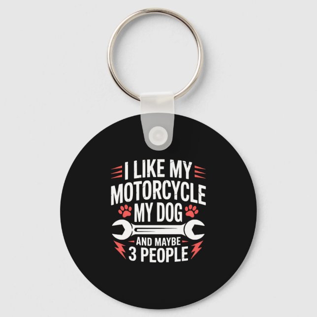 Porte-clés Humour de propriétaire de chien à moto (Recto)
