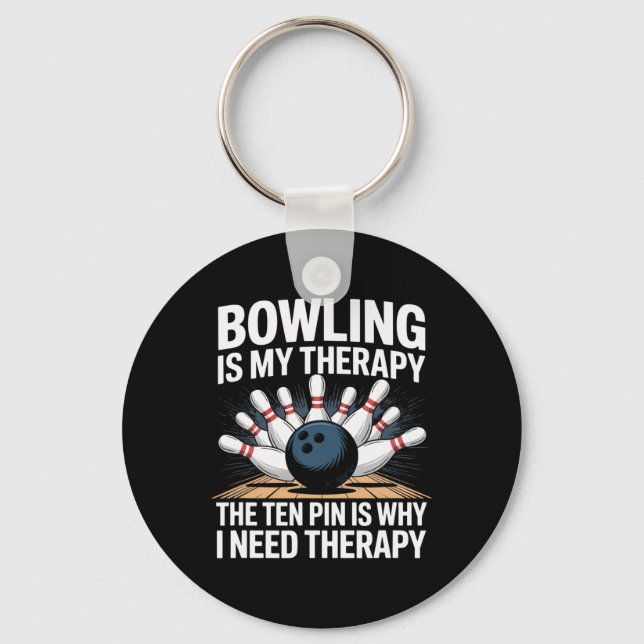 Porte-clés Humour Thérapeutique de Bowling Conception Frustra (Recto)